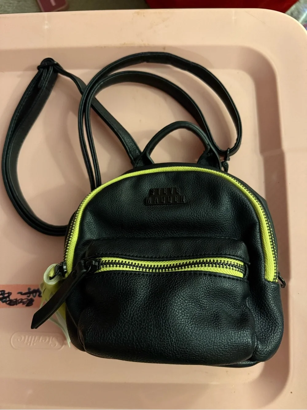 Steve Madden Black Mini purse with Neon Yellow Trim - Casual Crossbody Style